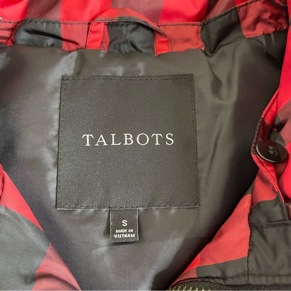 Talbots Red and Black Buffalo Plaid Quilted Down Puffer Vest - Picture 5 of 6